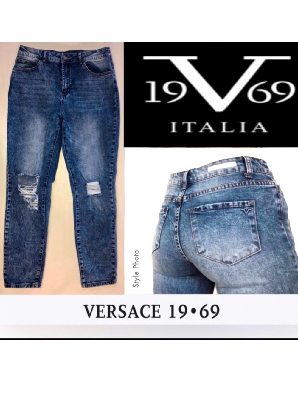Versace 19.69 Abbigliamento Sportivo SRL Distressed High-Rise Jeans (30/10)